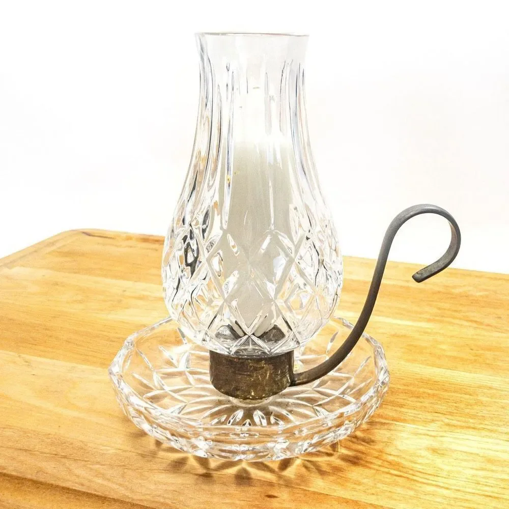 Vintage European Collection Lead Crystal Hurricane Globe Chamber Candlestick
